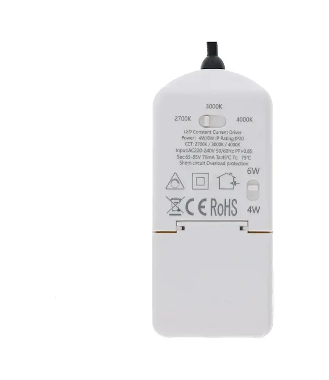 Inbouw LED Spot 6w Flat Vierkant, 400 Lumen, CCT Switch (2700K/3000K/4000K), Kantelbaar, IP65, Dimbaar, CRI90, Zwart Armatuur, Gatmaat 68-72mm, 2 Jaar Garantie