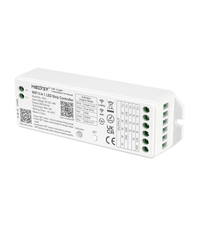 Cobalt Smart Wifi LED Strip Controller 12v (180w) - 24v (360w), Single / CCT/ RGB/ RGBW/ RGBCCT LED Strips (5in1), Werkt via TUYA App / Google Assistant / Amazon Alexa  - Copy