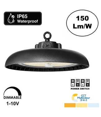 Reserveer: High Bay Led Ufo Power-Switch 90W/120W/150W, 13500-22500 Lumen, CCT-Switch (3000K/4000K/6000K), IP65, 1-10V Dimmable Lifud LED Driver, 5 Jaar Garantie