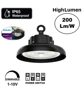 High Lumen High Bay Led Ufo 70w/100w, 14000-20000 Lumen, IP65, 1-10V Dimmable Philips LED Driver, 5 Jaar Garantie