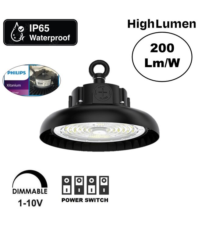 High Lumen High Bay Led Ufo 70w/100w, 14000-20000 Lumen, IP65, 1-10V Dimmable Philips LED Driver, 5 Jaar Garantie