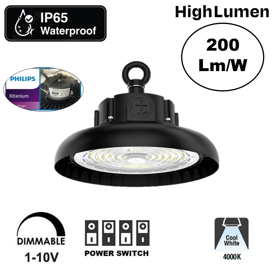 High Lumen High Bay Led Ufo 90w/120w/150w, 18000-30000 Lumen, IP65, 1-10V Dimmable Philips LED Driver, 5 Jaar Garantie