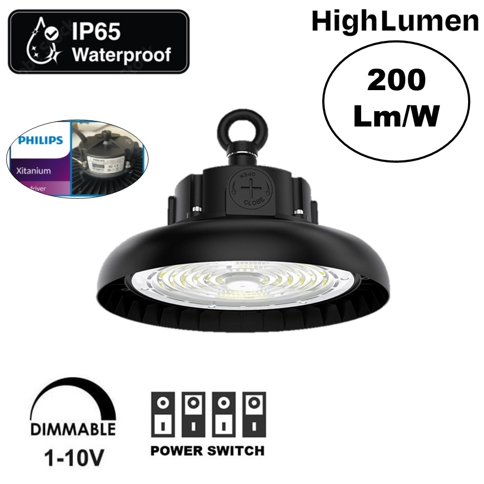 High Lumen High Bay Led Ufo 120w/160w/200w, 24000-40000 Lumen, IP65, 1-10V Dimmable Philips LED Driver, 5 Jaar Garantie, foto 2 van 6