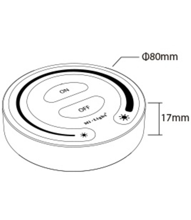 MiBoxer Draai Muurbediening Single Color, 1-Zone, Zwart, 2.4Ghz - FUT087B