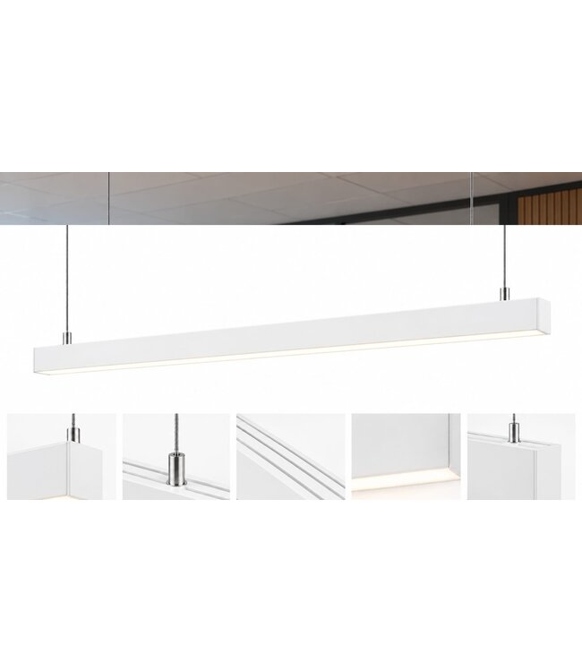 LED Linear Lamp 202cm, 96w, 12000 Lumen (125lm/w), WIT-kleurige Behuizing, 3 Jaar garantie
