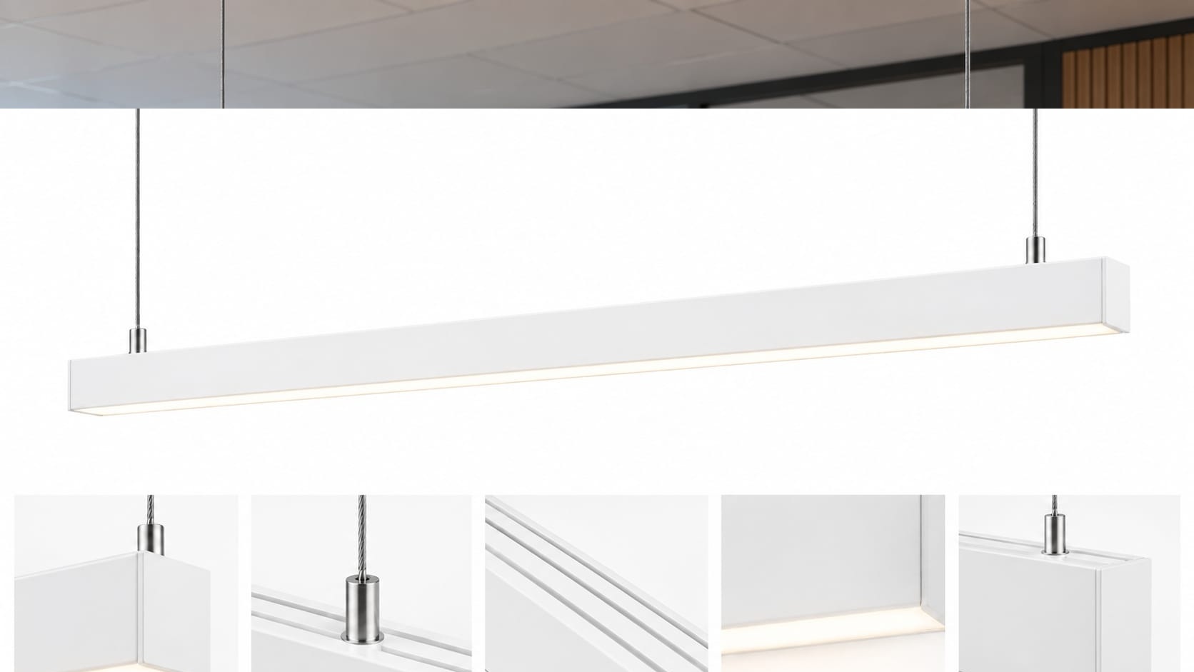 LED Linear Lamp 202cm, 96w, 12000 Lumen (125lm/w), WIT-kleurige Behuizing, 3 Jaar garantie, foto 6 van 6