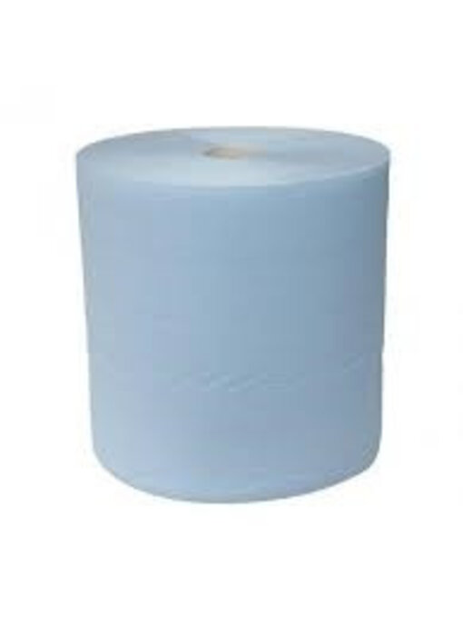 Eigen merk Industrierollen, 1000 vel, 37cm, 3-laags, cellulose, blauw, 1 rol