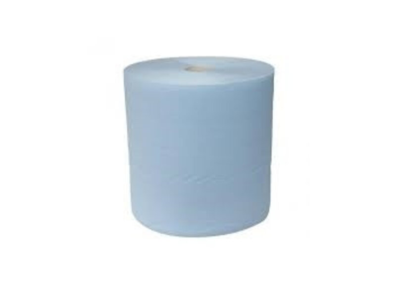 Eigen merk Industrierollen, 1000 vel, 37cm, 3-laags, cellulose, blauw, 1 rol