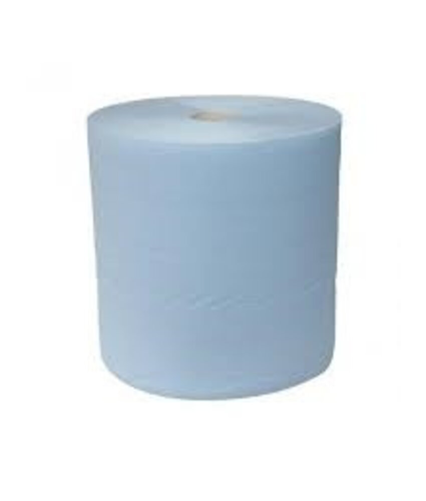 Eigen merk Industrierollen, 1000 vel, 37cm, 3-laags, cellulose, blauw, 1 rol