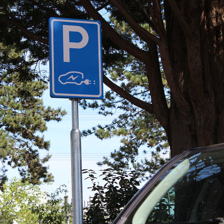 Verkeersbord/ Parkeerbord Elektrische Auto op Paal