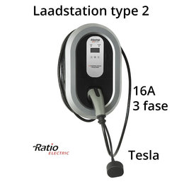 Ratio EV Tesla Home Box Plus type 2, 16A, 3 fase, rechte laadkabel + KWh meter