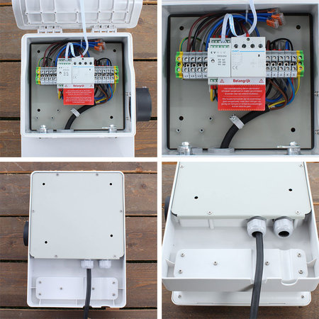 EVHUB Laadstation type 2, 16A, 1 of 3 fase met vaste rechte laadkabel - 8 meter - Wit