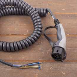 Ratio Laadkabel Type 2 naar open einde - 3x16A - 4 meter - Coiled - Basic Line