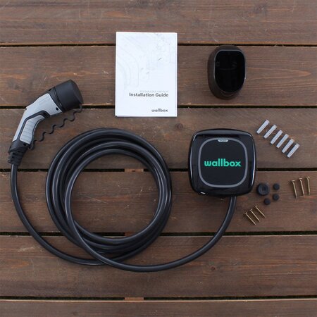 Wallbox Pulsar Plus 11 kW - EV Laadstation Zwart type 2 met 7 meter vaste rechte laadkabel