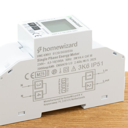 HomeWizard HomeWizard Wi-Fi kWh Meter 1-fase – Slim energieverbruik meten voor zonnepanelen, laadpaal en warmtepomp