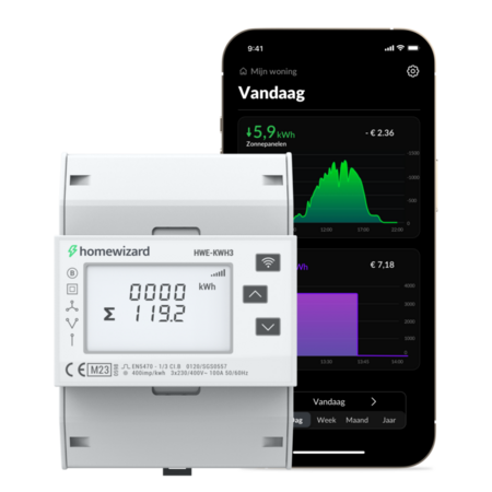 HomeWizard HomeWizard Wi-Fi kWh Meter 3-fase – Slim energieverbruik meten voor zonnepanelen, laadpaal en warmtepomp