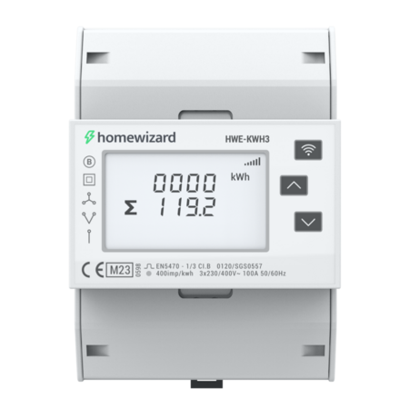 HomeWizard HomeWizard Wi-Fi kWh Meter 3-fase – Slim energieverbruik meten voor zonnepanelen, laadpaal en warmtepomp