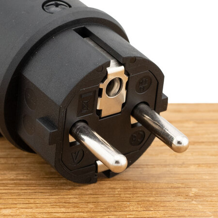 ABL Original Haakse Geaarde Stekker 16A 250V IP44 Zwart – SCHUKO & Frans-Belgisch (CEE 7/7) Rubber TPE