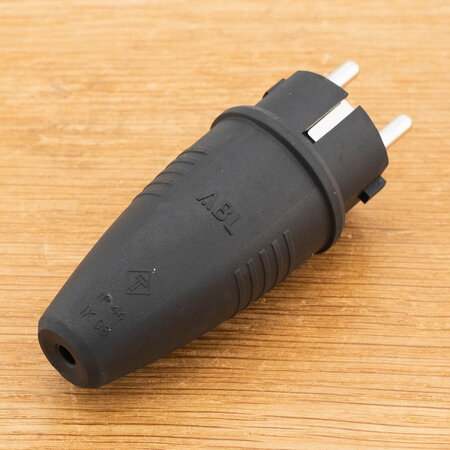 ABL Randgeaarde Schuko Stekker 2P Rubber IP44 Zwart - Copy