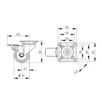 thumb-Livello zwenkwiel 35mm verzinkt 3PU plaat met rem-2