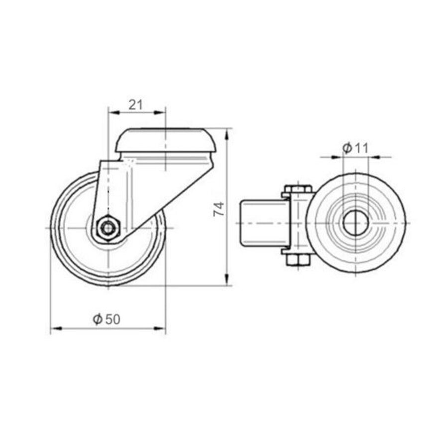 FARO zwenkwiel 50mm verzinkt 3PU boutgat-2