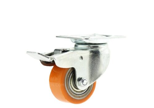 FARO zwenkwiel 50mm verzinkt 3PU plaat met rem 