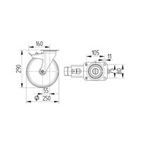 thumb-TENTE Zwenkwiel nylon 250 5SO plaat met rem-2