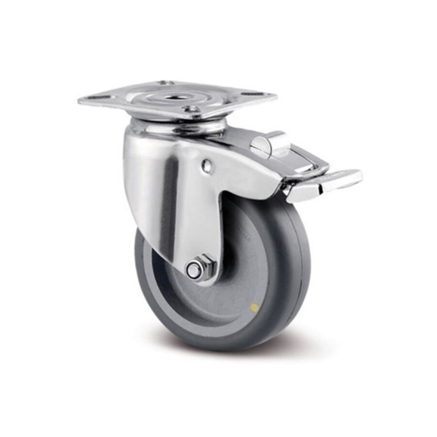 TENTE zwenkwiel RVS 125 7TP plaat met rem-1