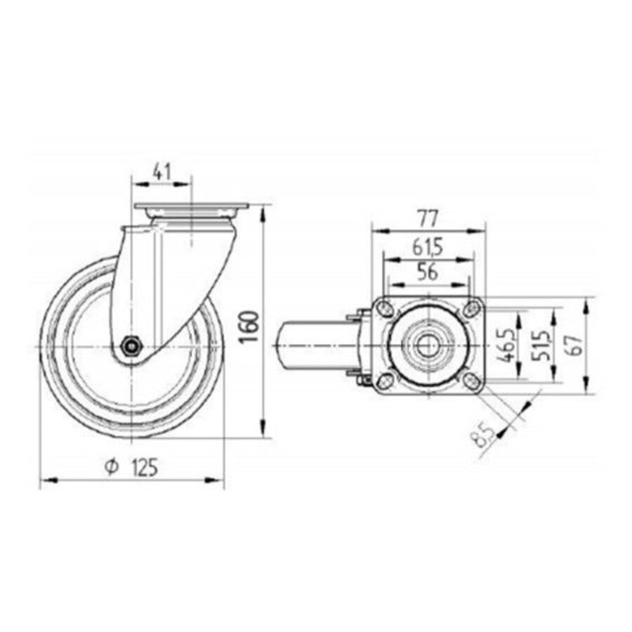 TENTE zwenkwiel RVS 125 7TPKO plaat-2