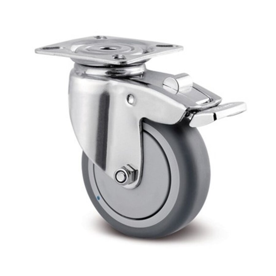 TENTE zwenkwiel RVS 100 7TPKO plaat met rem-1
