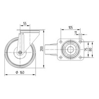 thumb-Zwenkwiel nylon 3NOP 160mm plaatbevestiging-3