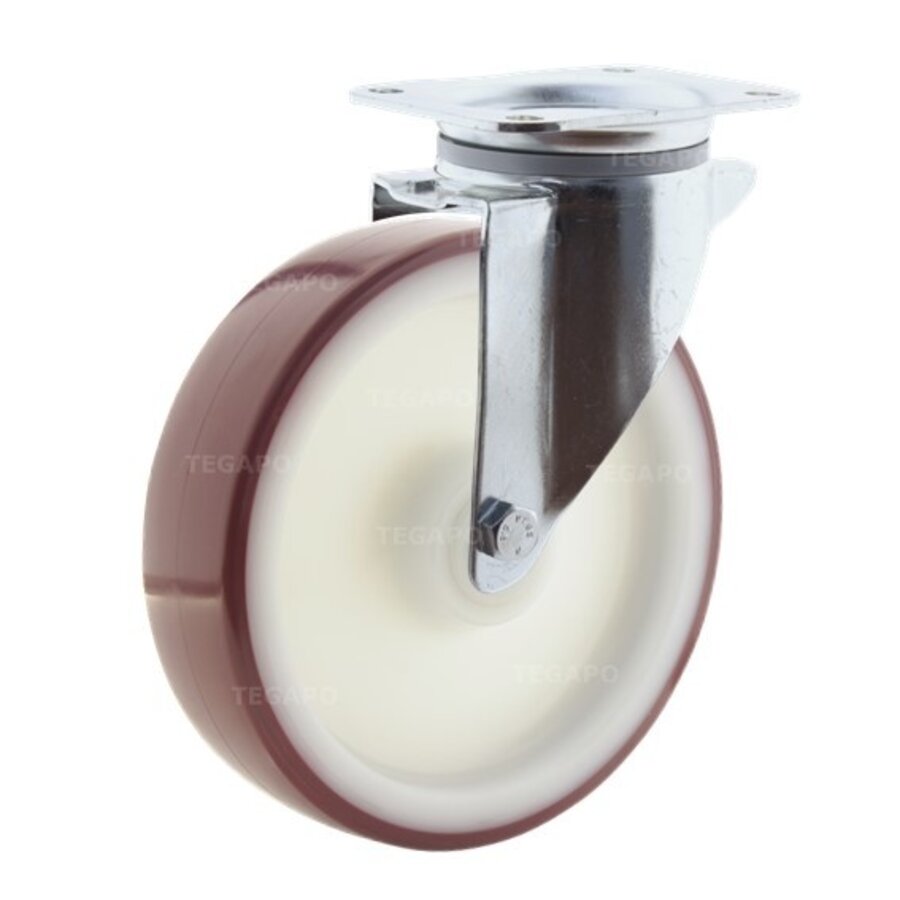 Zwenkwiel nylon 3NOP 200mm plaatbevestiging-1