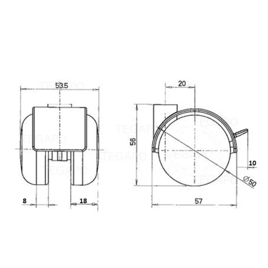 PP wiel 50mm met rem-2