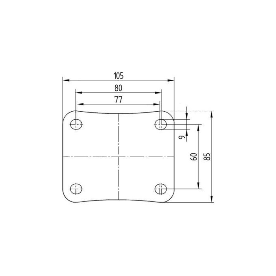 TENTE Zwenkwiel RVS 100 synthetisch hittebestendig plaatbevestiging-2
