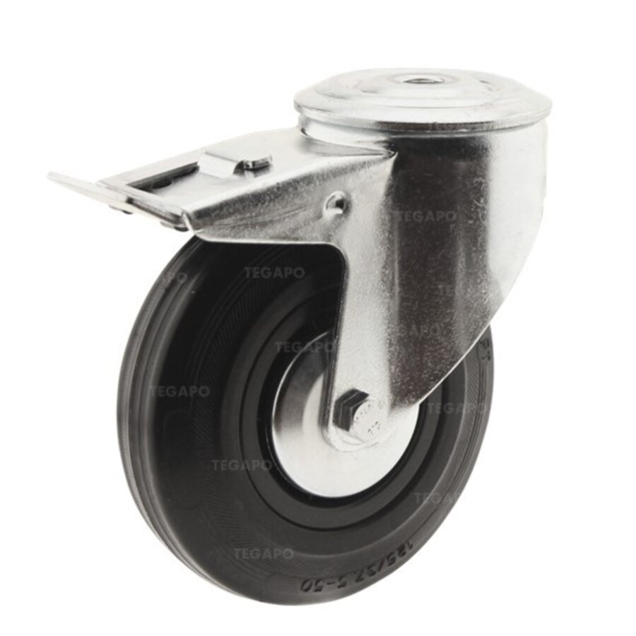 TENTE Zwenkwiel rubber 125 3KA boutgat met rem-1
