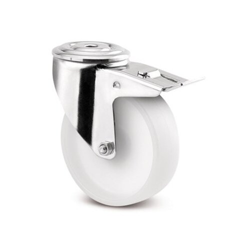 TENTE Zwenkwiel RVS 125 nylon NO boutgat met rem 