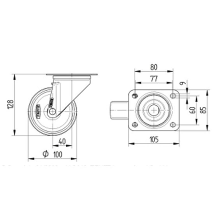 TENTE zwenkwiel polyurethaan 100 5SO plaat-2