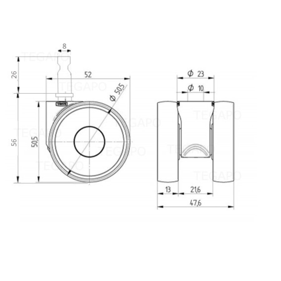 PAPU LOW wiel 50mm stift 8mm-3