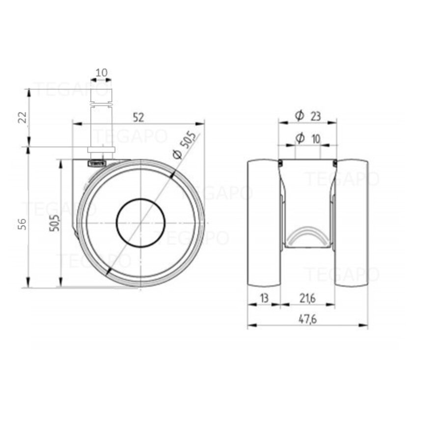 PAPU LOW wiel 50mm stift 10mm-3