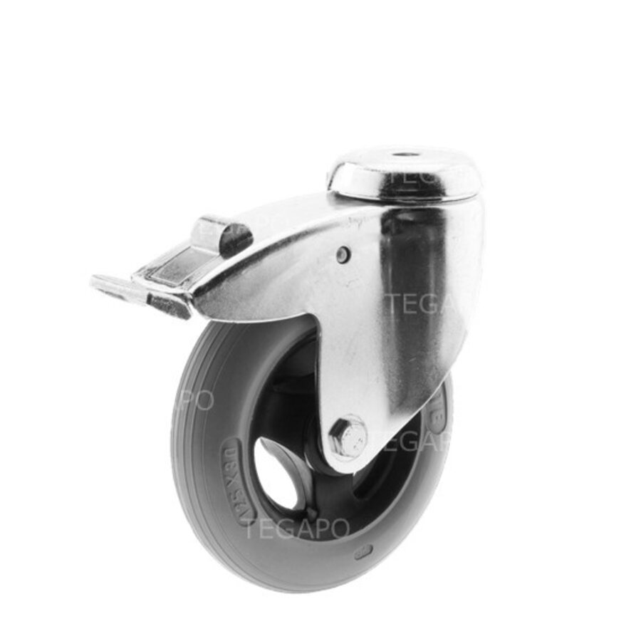 TENTE zwenkwiel unilast rubber 125 3KS boutgat met rem-1