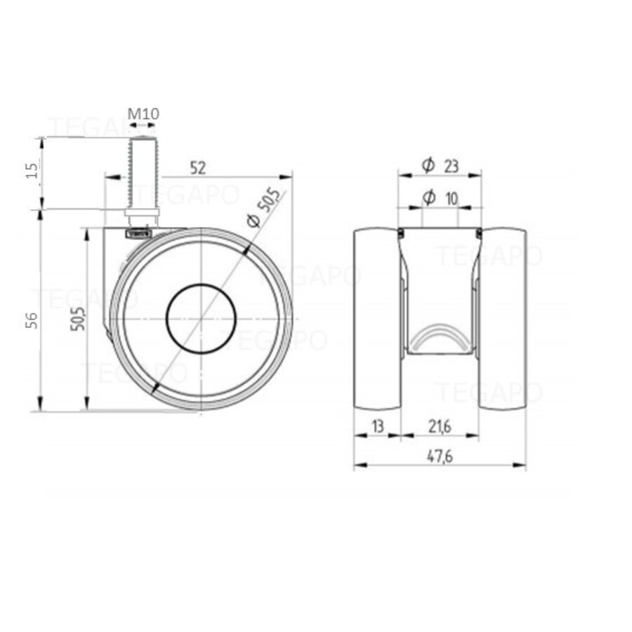 PAPU LOW wiel 50mm bout M10x15-3