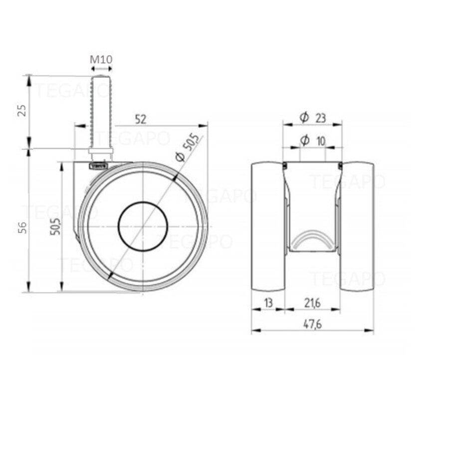 PAPU LOW wiel 50mm bout M10x25-3