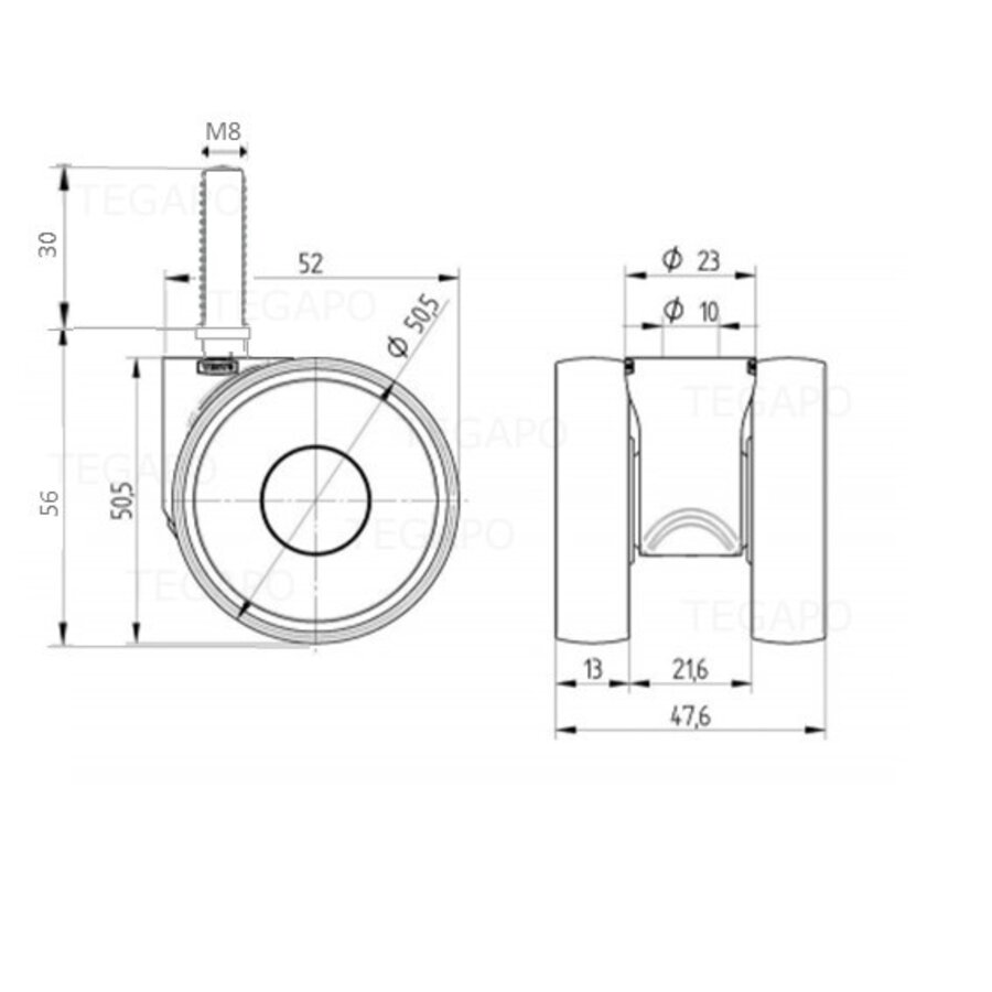 PAPU LOW wiel 50mm bout M8x30-3
