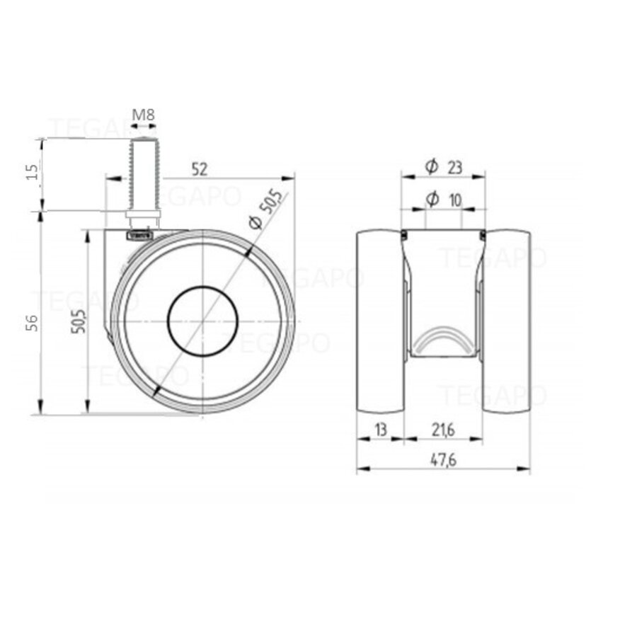 PAPU LOW wiel 50mm bout M8x15-3