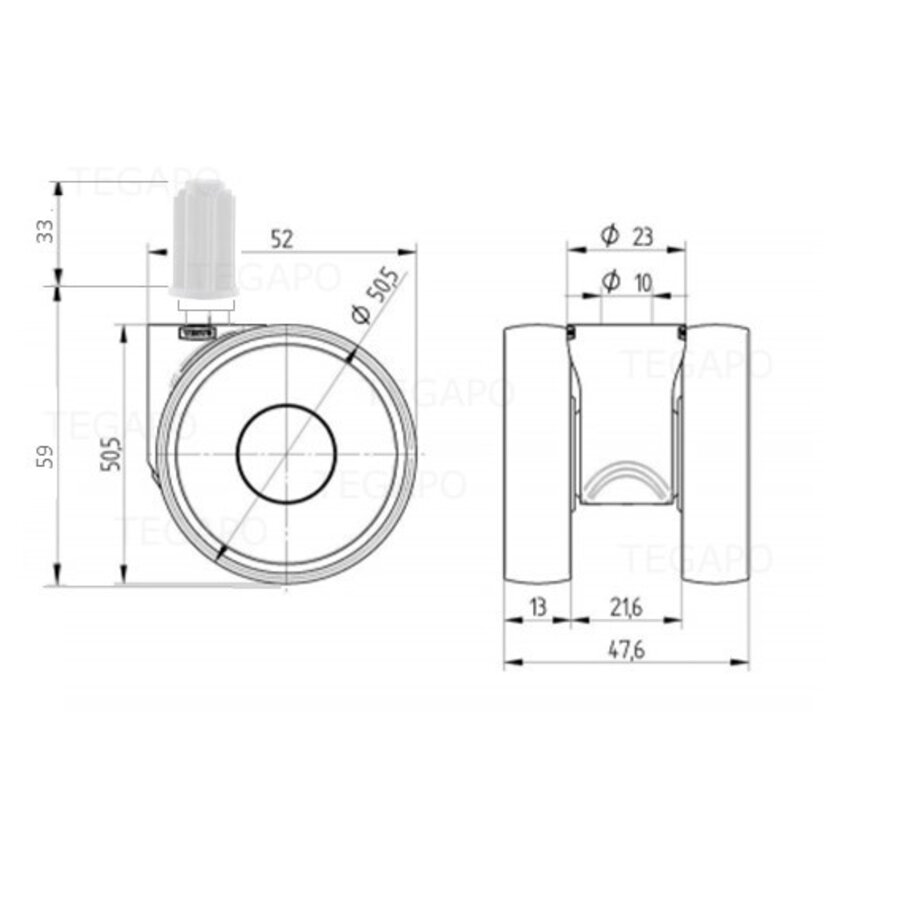 PAPU LOW wiel 50mm plug rond 17mm-3