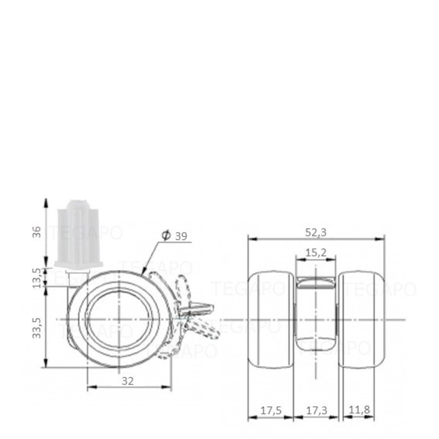 PATPLOW limited black softwiel 39mm plug vierkant 17mm met rem-2