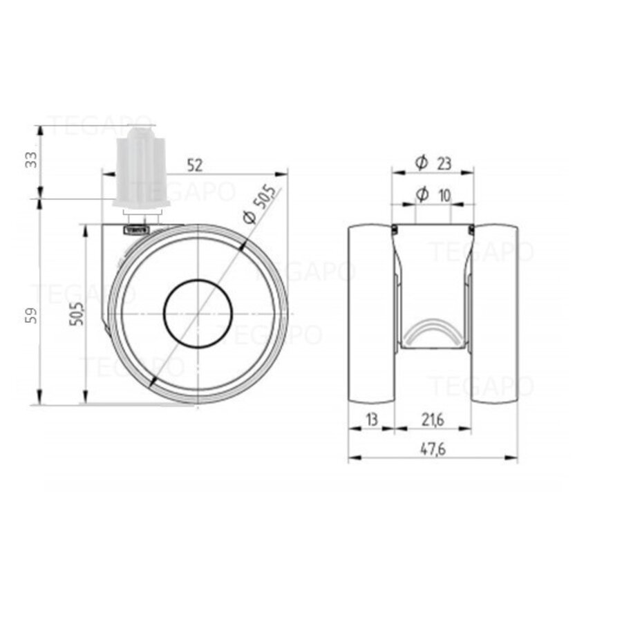 PAPU LOW wiel 50mm plug vierkant 26mm-3