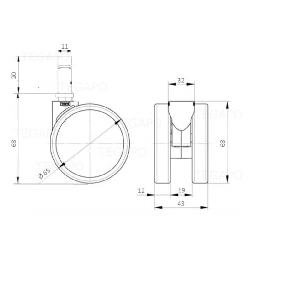 PATPROL wiel 65mm krans 32mm stift 11mm-2