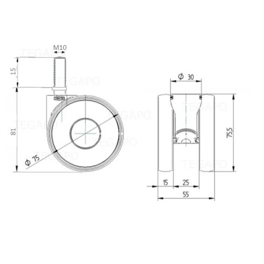 PAPU HIGH wiel 75mm bout M10x15-3