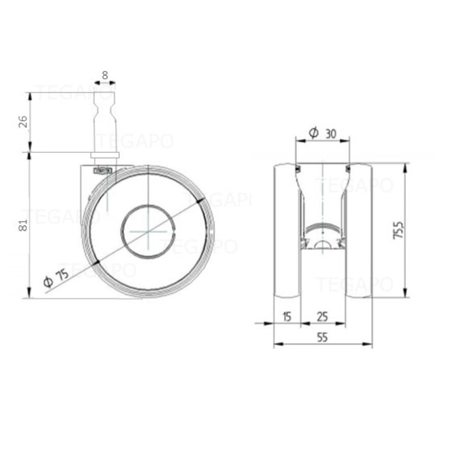 PAPU HIGH wiel 75mm stift 8mm-3